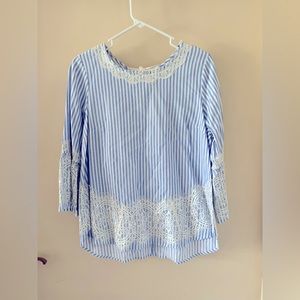 Blue and white blouse